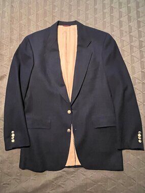 ALL WOOL LIGHT WEIGHT NAVY FLANNEL BLAZER HART, SHAFFNER, AND MARX